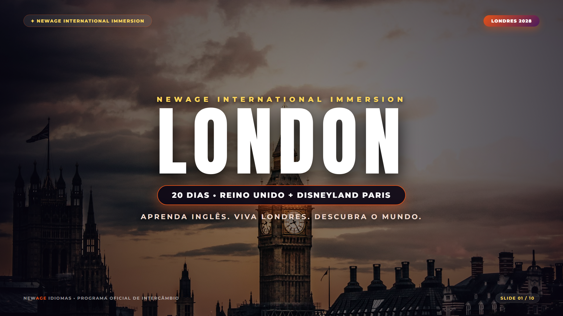 Intercâmbio Londres 2028 — NewAge International Immersion